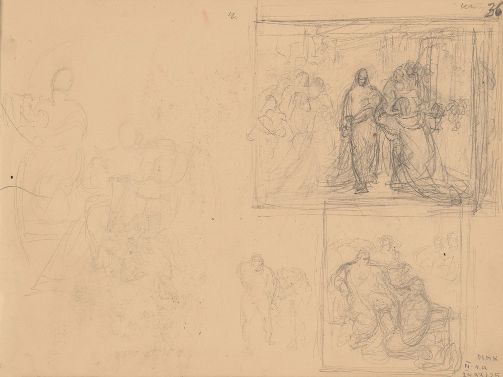 Sketches of figural compositions