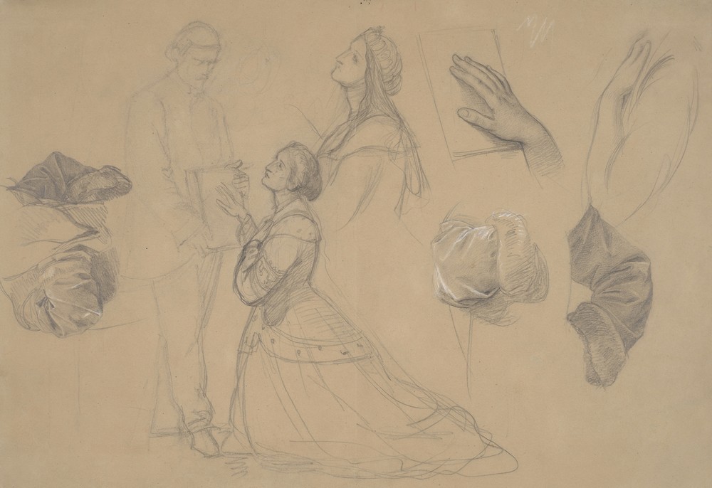 Sketches of figures of the queen and Jaśko of Tęczyn for the painting ‘Queen Jadwiga’s Oath’