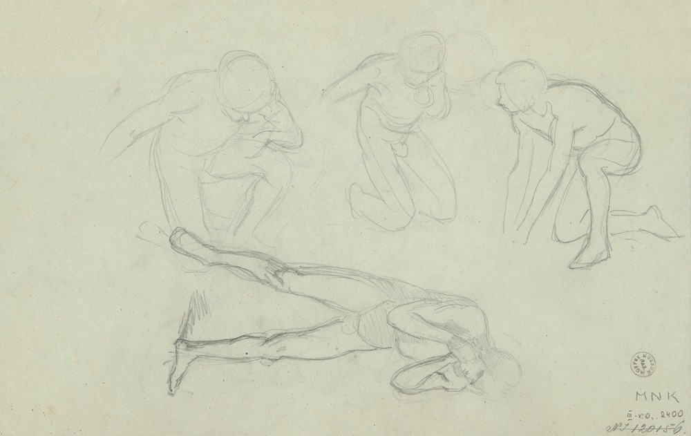 Sketches of nude males in various poses