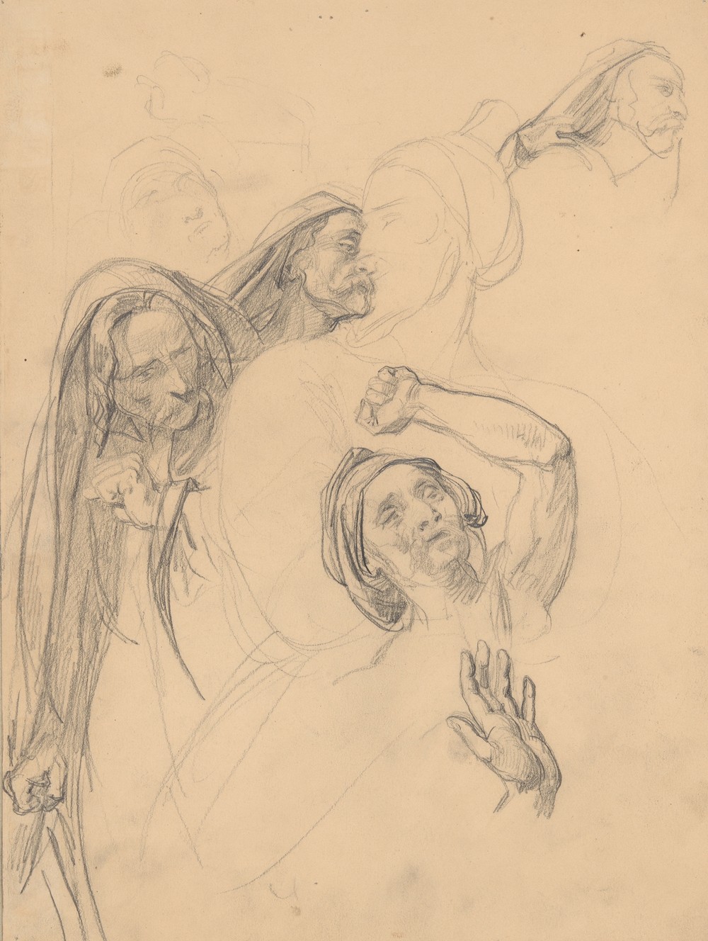 Sketches of the heads of witnesses to the death of St. Matthias to the painting ‘Martyrdom of St. Matthias’