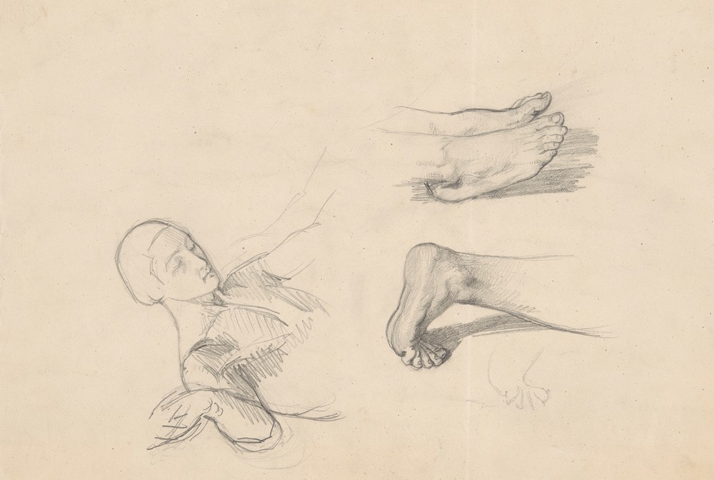 Studies of feet of Nicodemus and Christ to the painting ‘Entombment’
