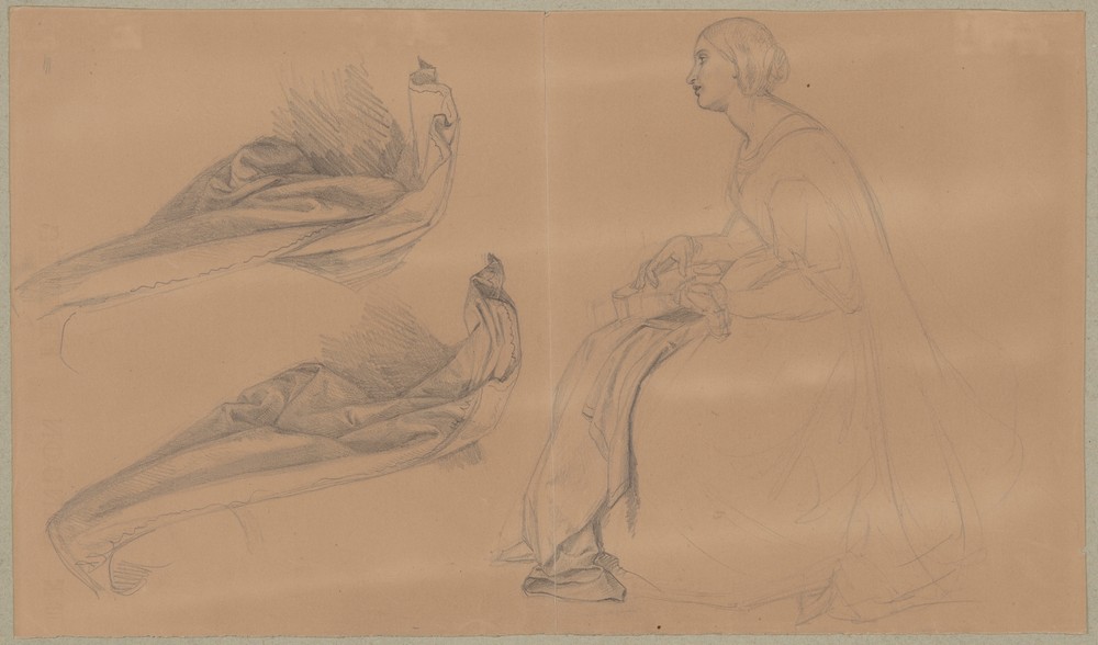 Study of a lady playing a lute and drapery for the painting ‘The Upbringing of Sigismund Augustus’