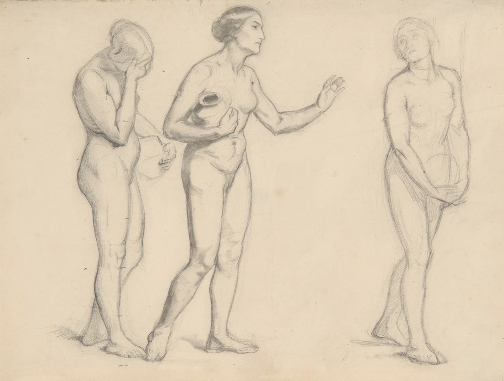 Study of female nudes to figures of three Marys for the painting ‘Three Marys’