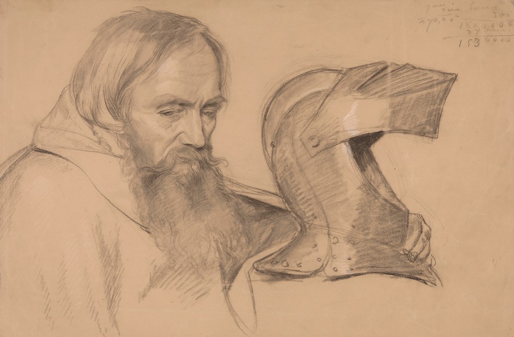 Study of monk bust and visor