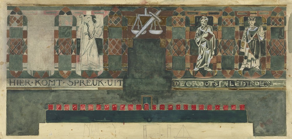 Vijfde ontwerp voor marmerdecoratie in de Hoge Raad te Den Haag (c. 1868 - c. 1938)