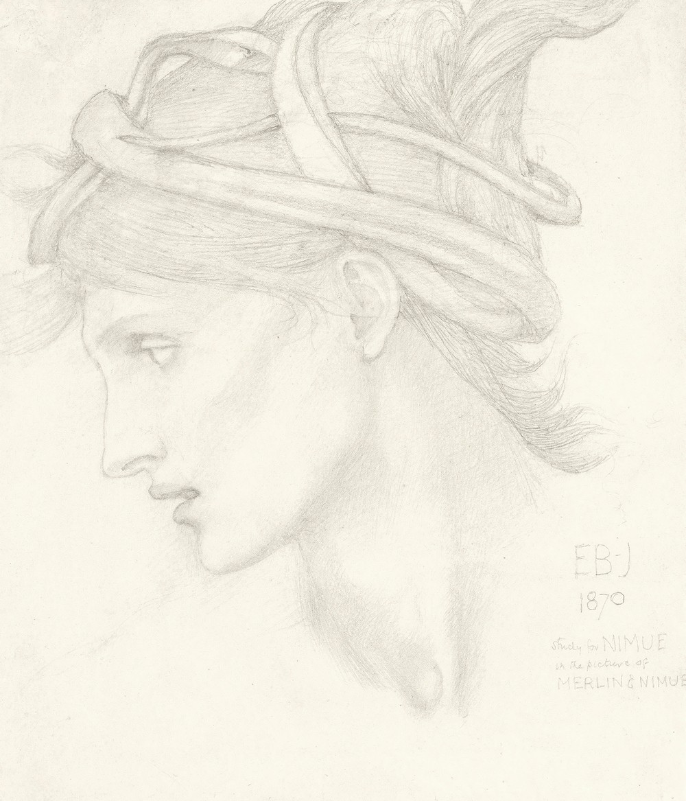 Head study of Maria Zambaco for Nimue in ‘The Beguiling of Merlin’