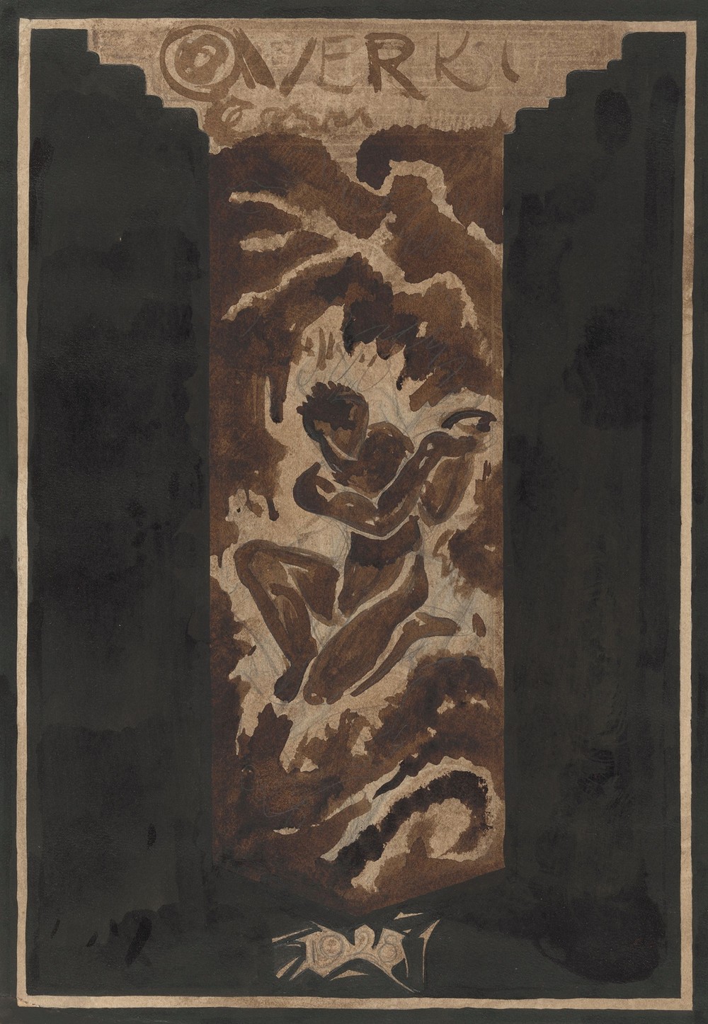 Eerste ontwerp voor de boekband voor Over Kunst, II, door R.N. Roland Holst