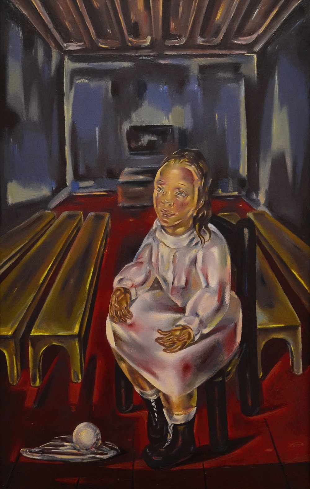 Fillette assise (dans la salle aux bancs)