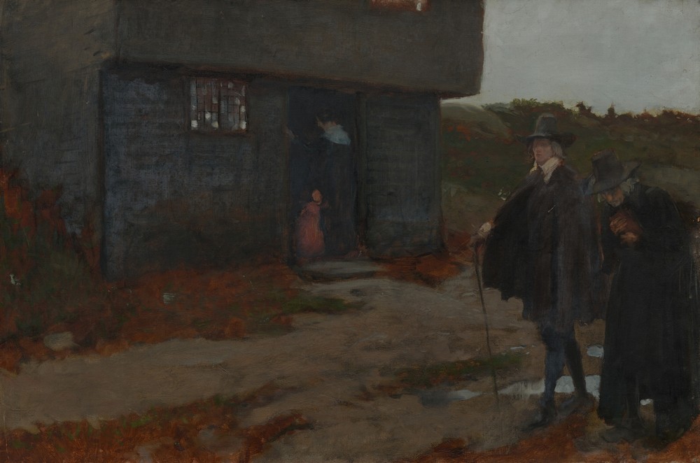 At the Cottage Door (17th Century New England Scene) (ca. 1871–1911)