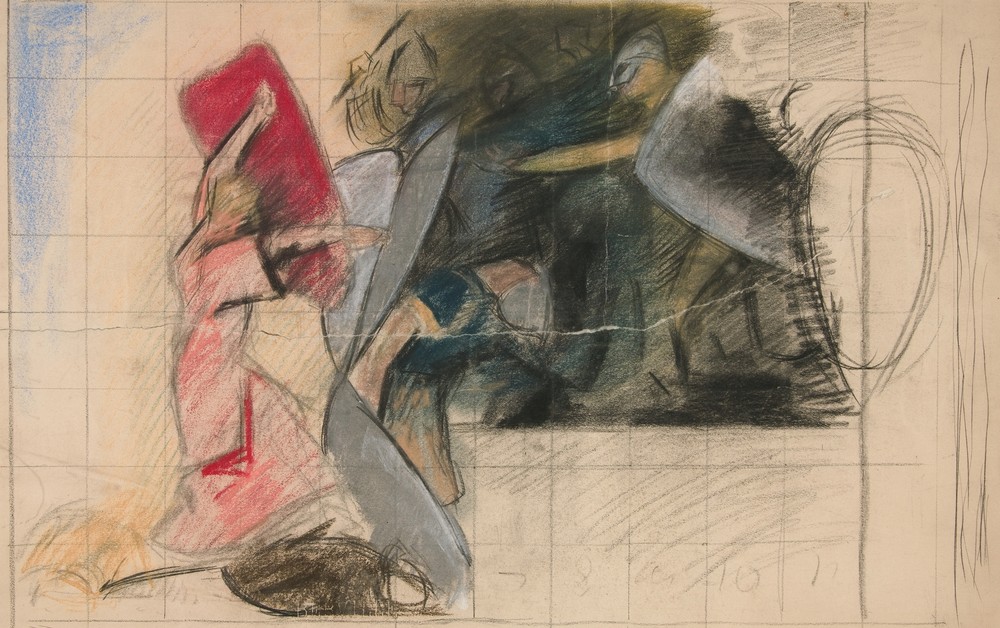 Composition study for ‘Seven Deadly Sins’ in The Quest of the Holy Grail mural series at Boston Public Library
