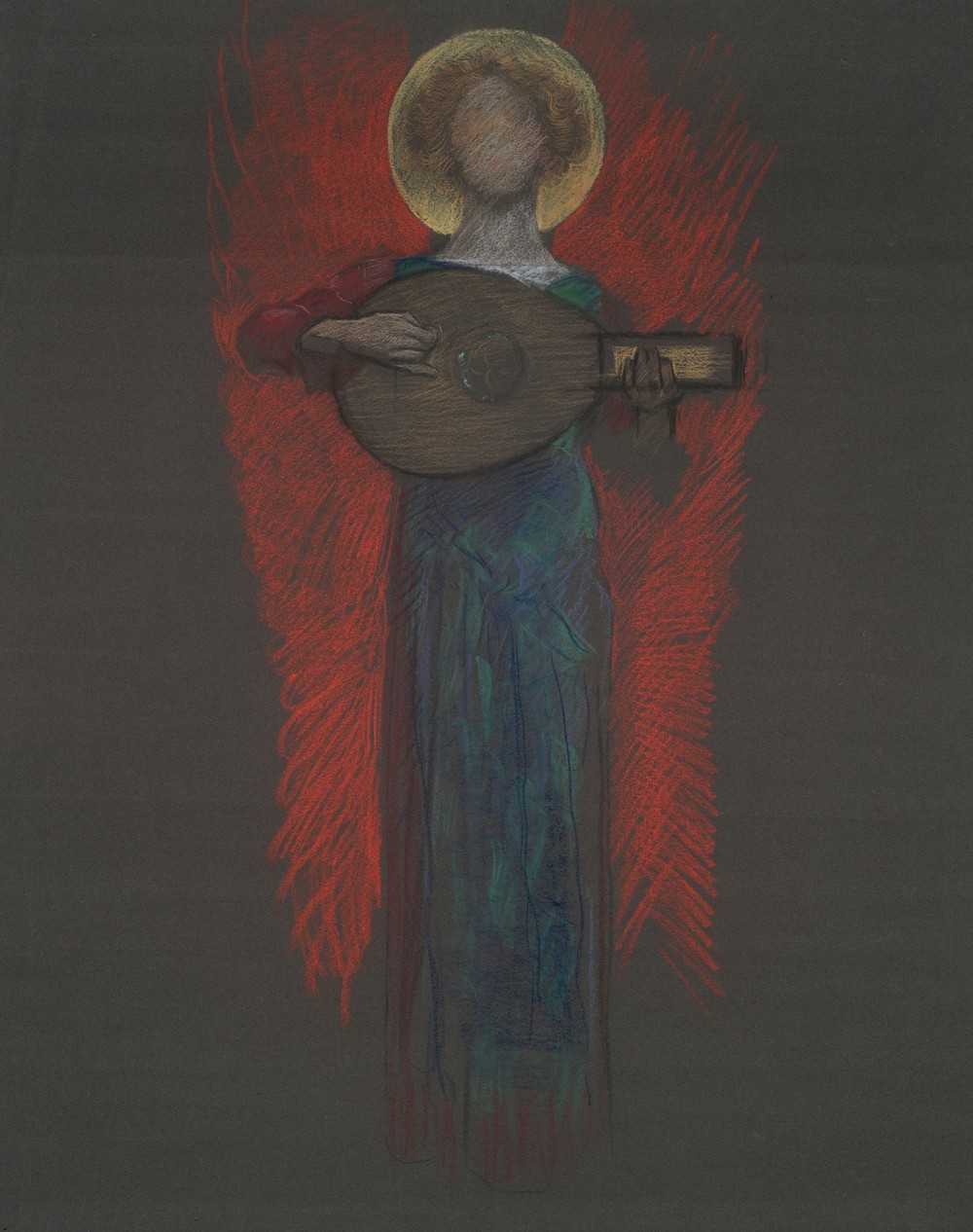 Study, Angel with Musical Instrument