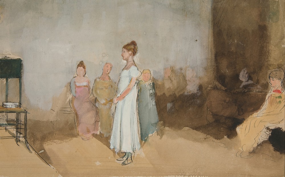 Sketch of a woman in an interior
