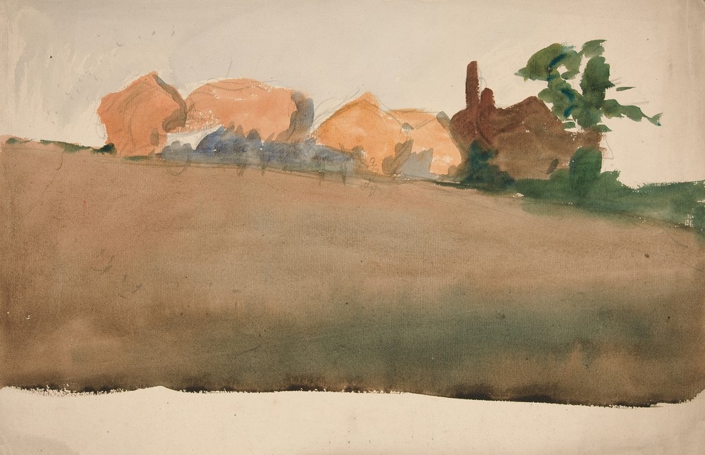 Landscape with houses in distance