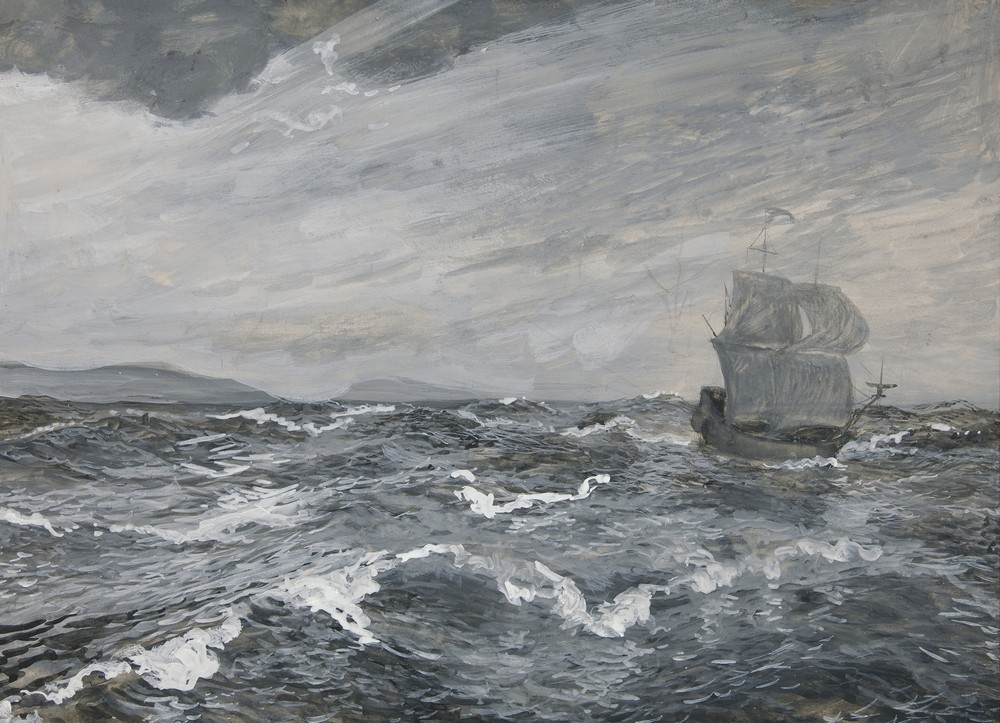 Seascape with sailing boat