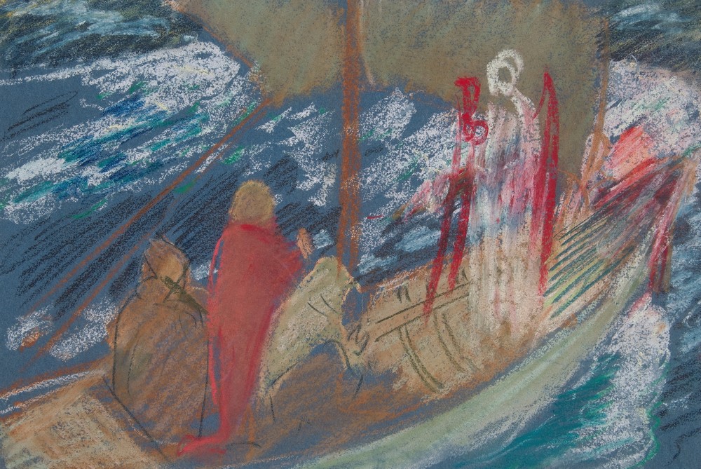 Study for ‘Solomon’s Ship’ in The Quest of the Holy Grail mural series at Boston Public Library