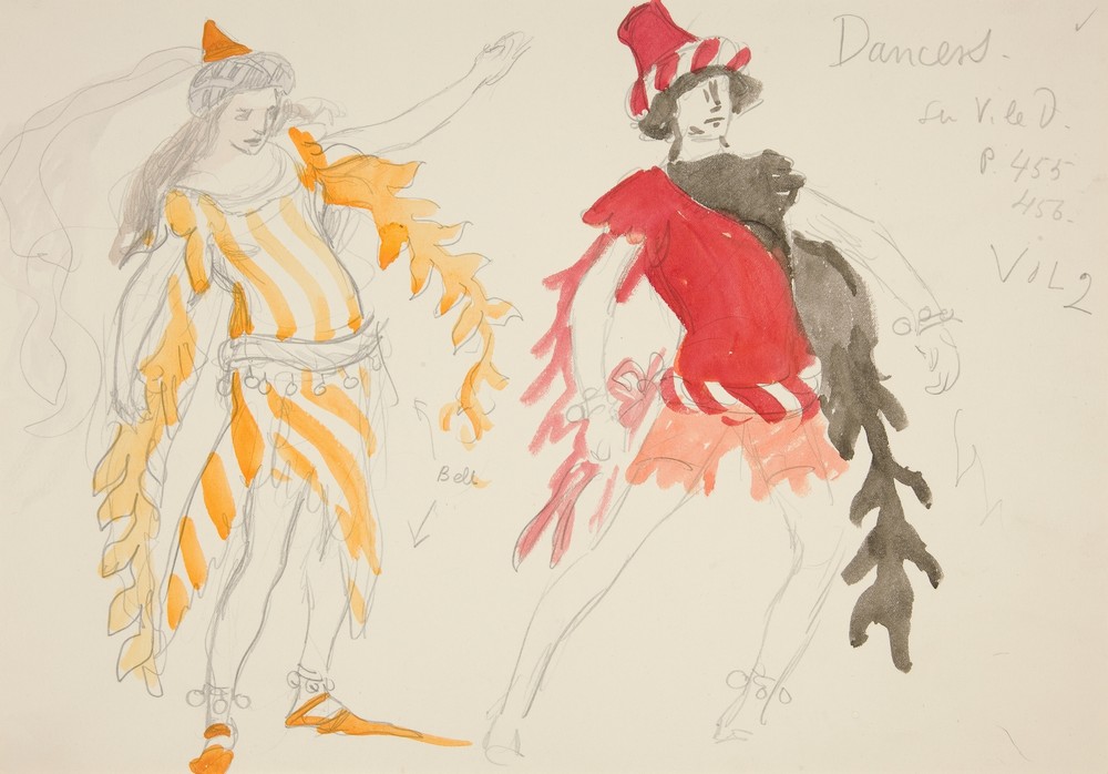 Dancers, costume sketch for Henry Irving’s Planned Production of King Richard II