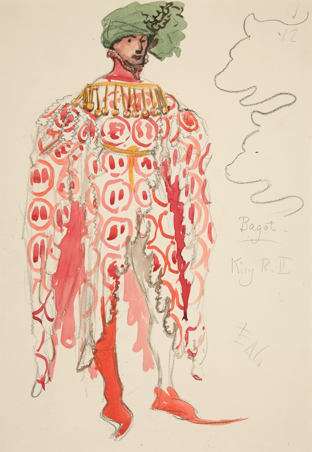 Bagot, costume sketch for Henry Irving’s Planned Production of King Richard II