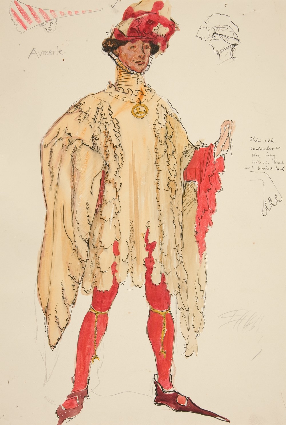 Aumerle, costume sketch for Henry Irving’s Planned Productino of King Richard II