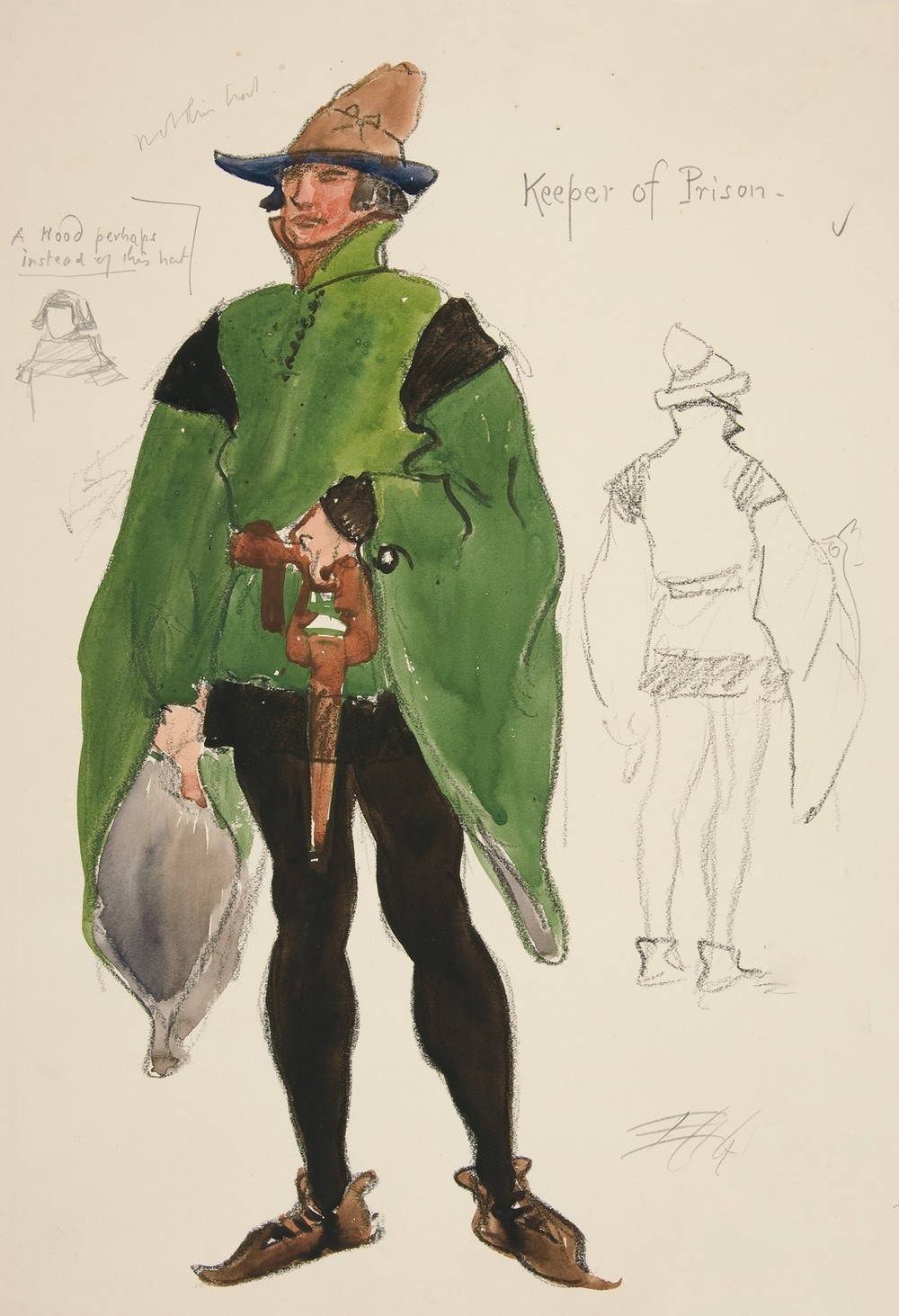 Keeper of Prison, costume sketch for Henry Irving’s 1898 Planned Production of Richard II