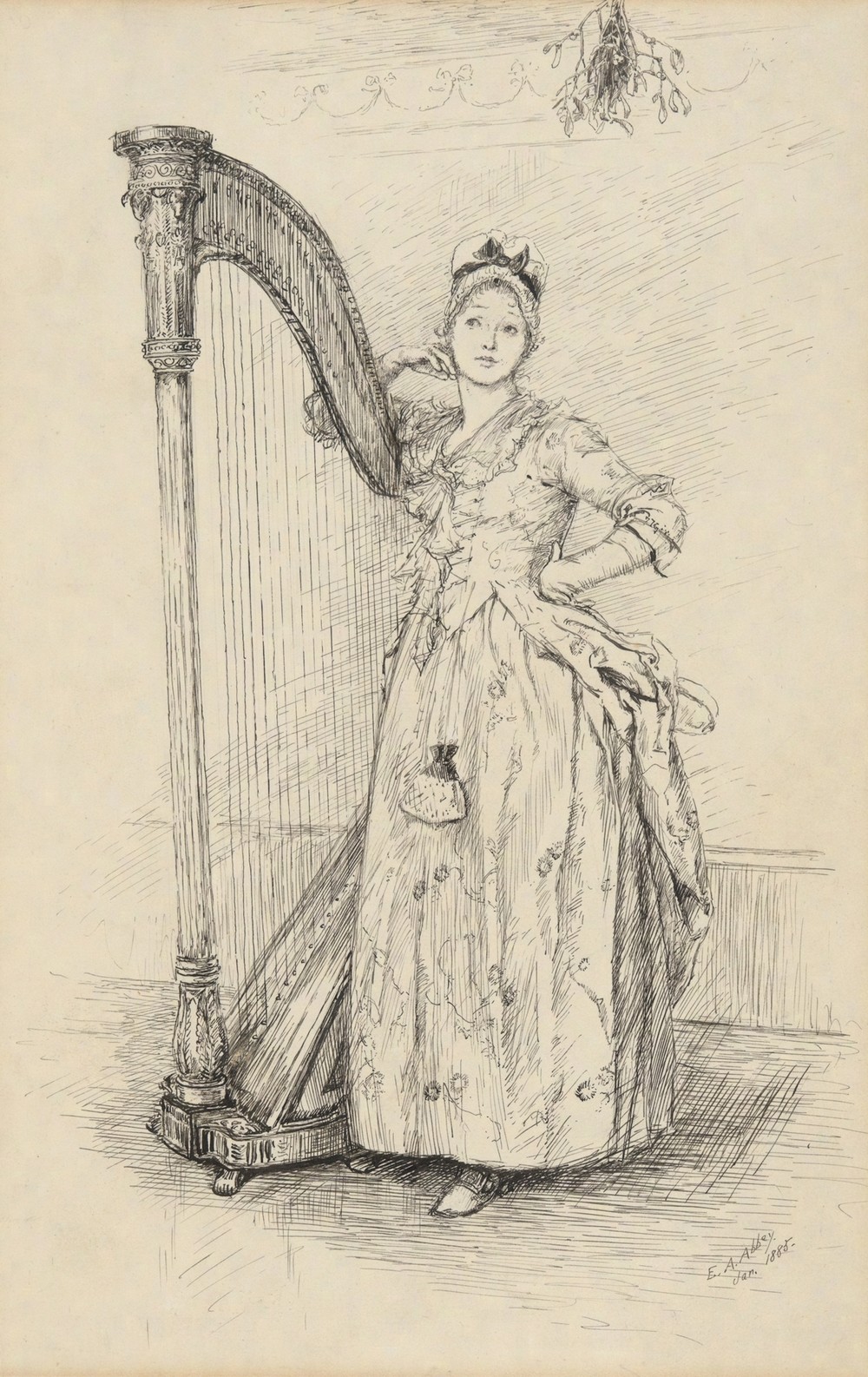‘Ah me!…,’ study for illustration to Oliver Goldsmith’s She Stoops To Conquer