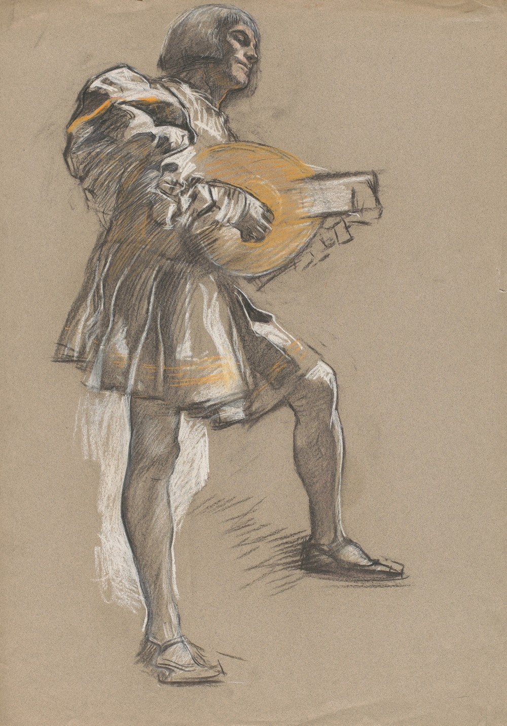 Figure with mandolin in mediaeval costume