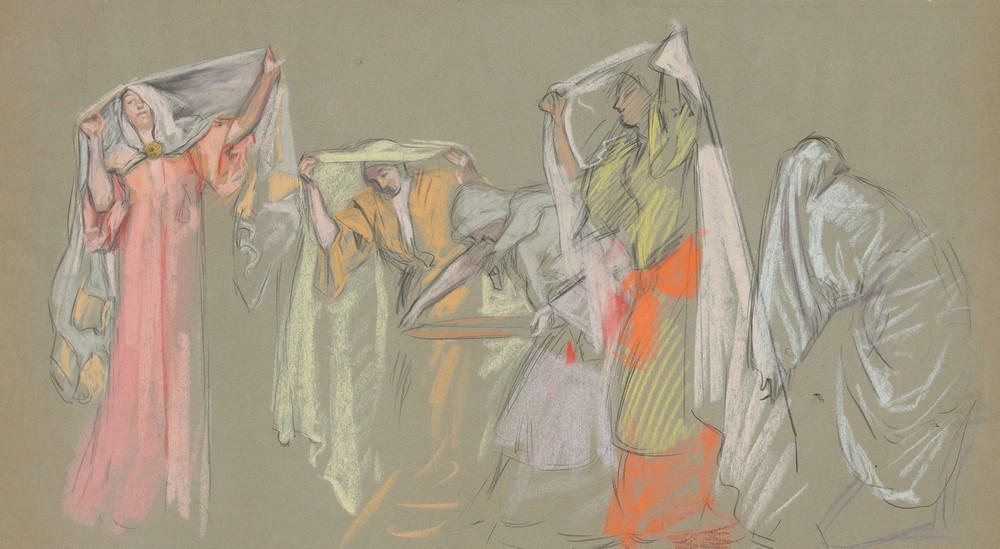 Study of the captive virtues, for ‘The Castle of the Maidens’