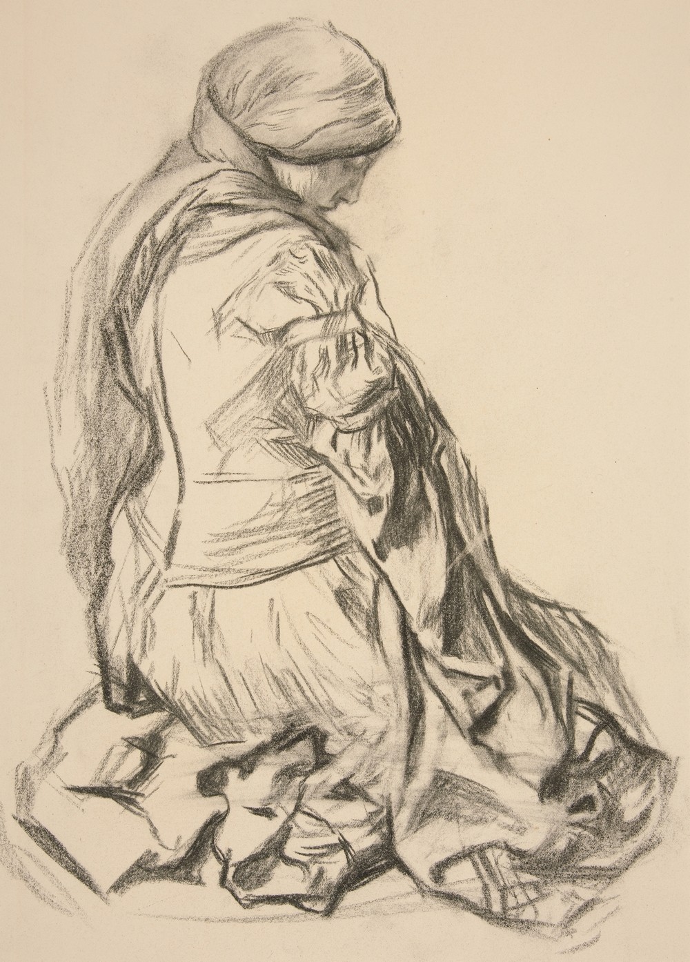 Drapery study for ‘Galahad Departs’ in The Quest of the Holy Grail mural series at Boston Public Library