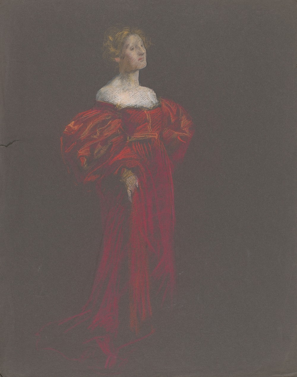 Female figure in blue and pink