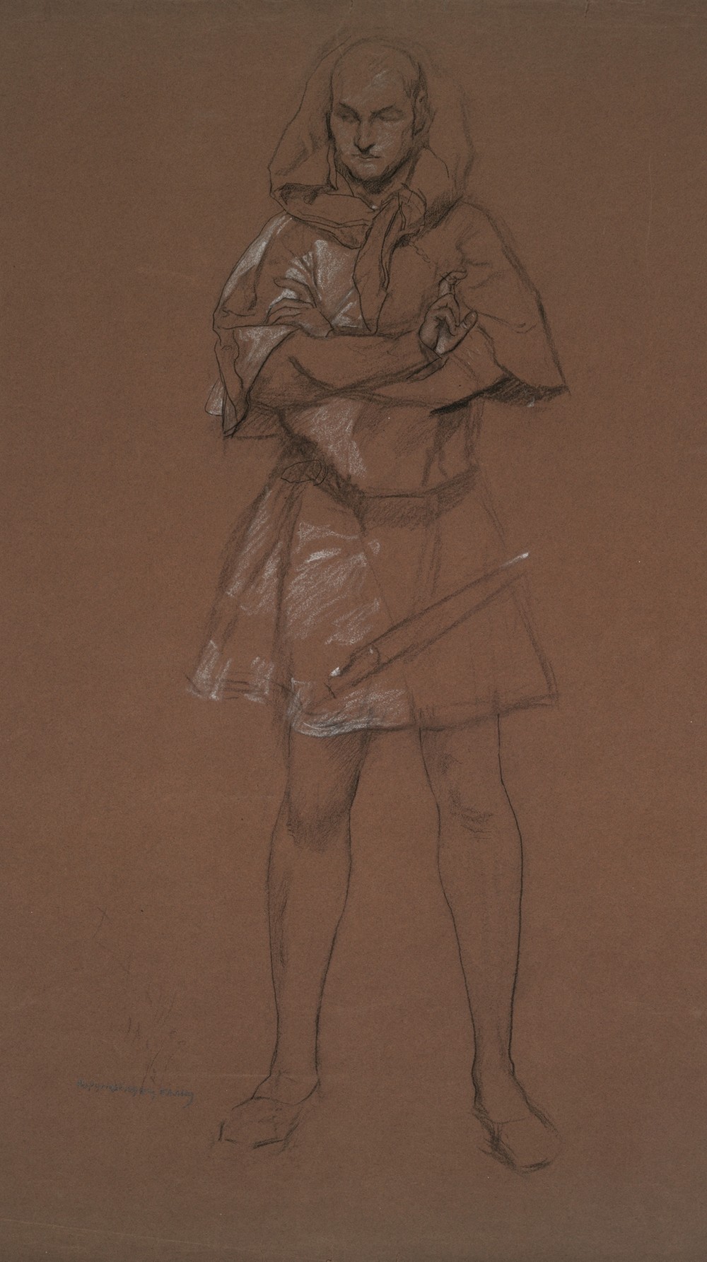 Figure study. Man in medieval costume. Possibly a study for ‘Hamlet’