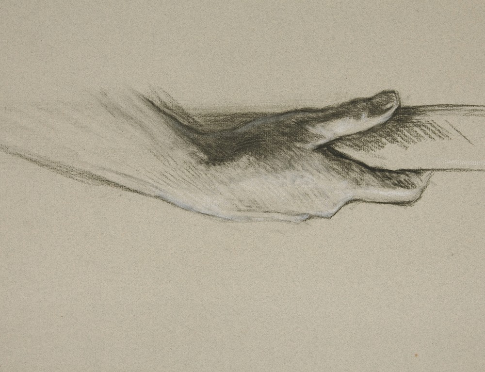 Sketch of one hand grasping a pole