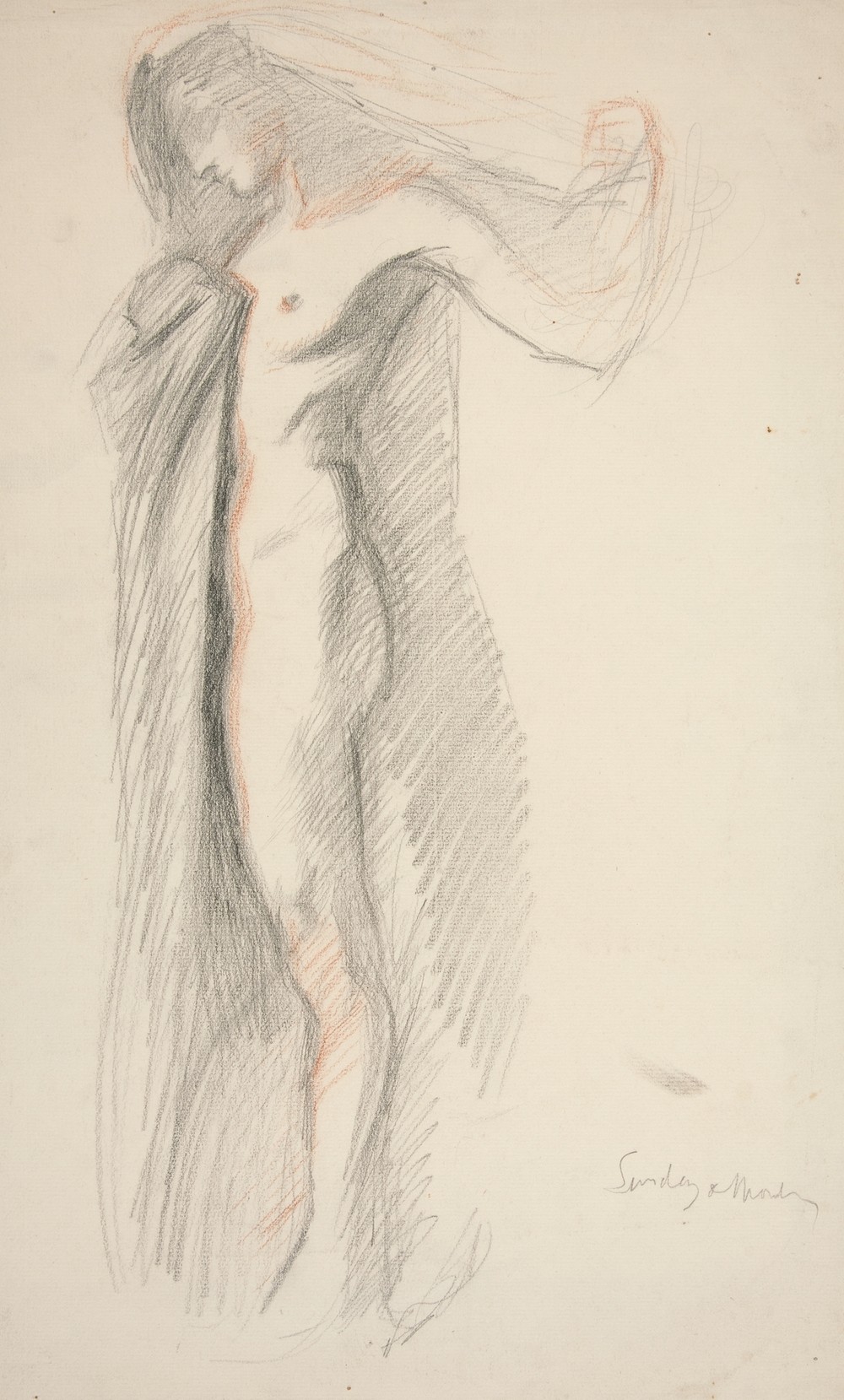 Sttudy of figure of 6 pm, for The Hours mural at the State Capitol building in Harrisburg, Pennsylvania