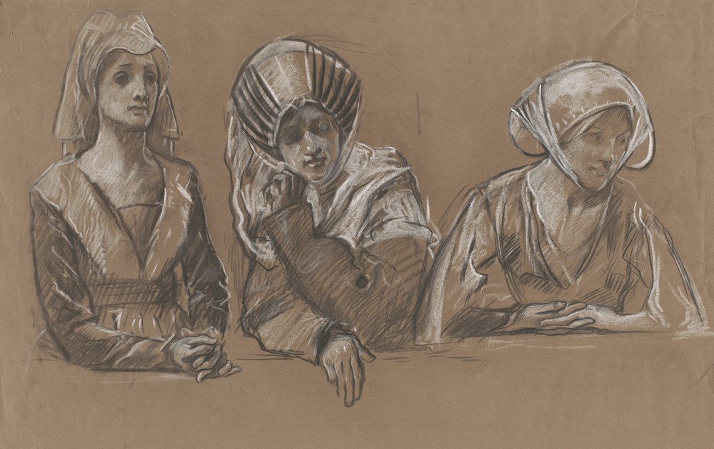 Studies of 3 women for the Royal Exchange.