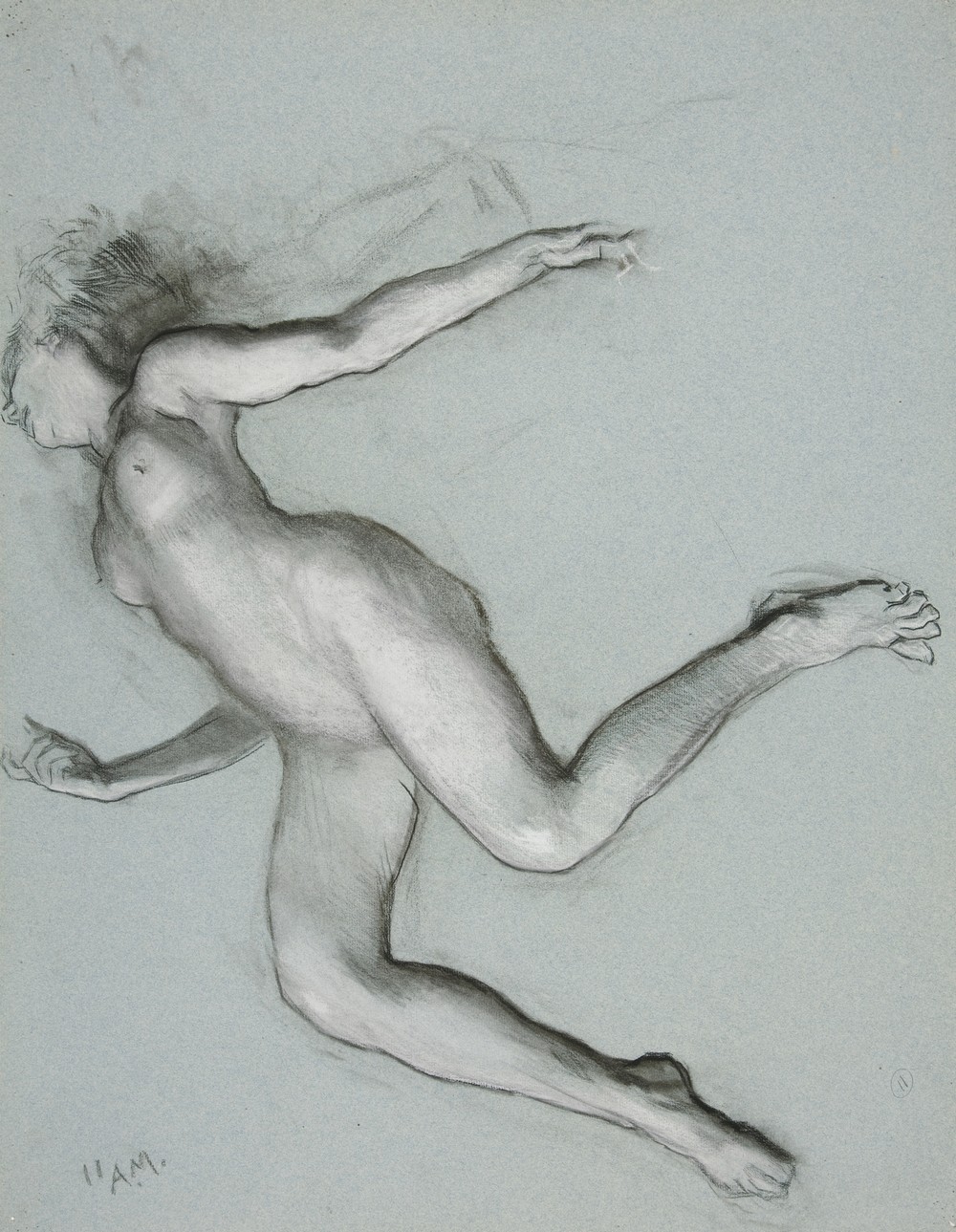 Study for figure of 11 am for ‘The Hours’ ceiling at the state capitol building in Harrisburg, Pennsylvania