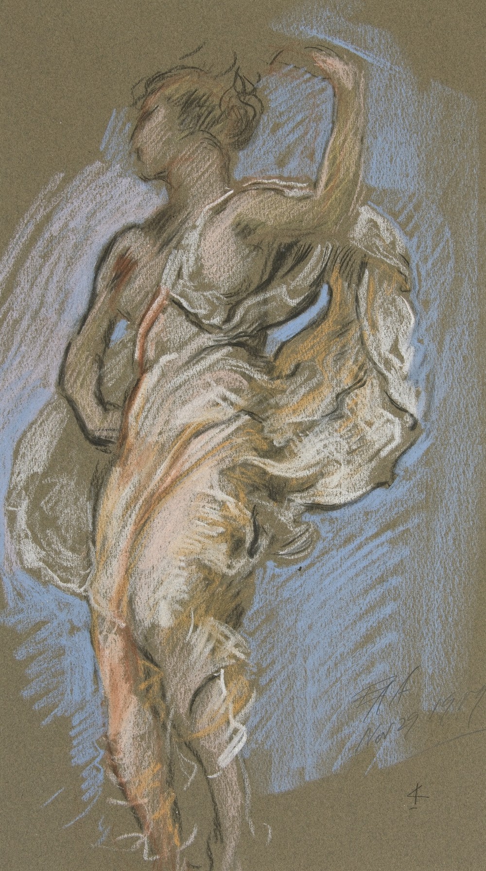 Study for figure of 4 pm in ‘The Hours’ ceiling at the state capitol building in Harrisburg, Pennsylvania
