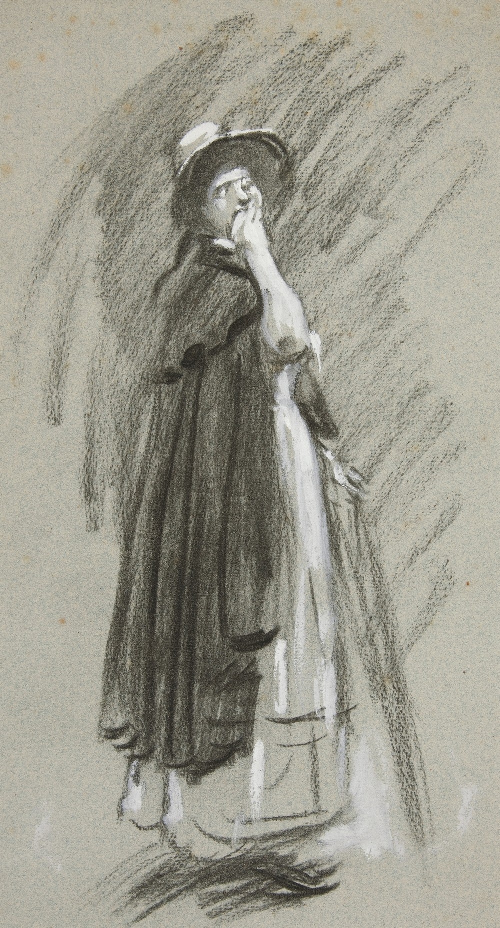 Study of a woman in cloak and hat
