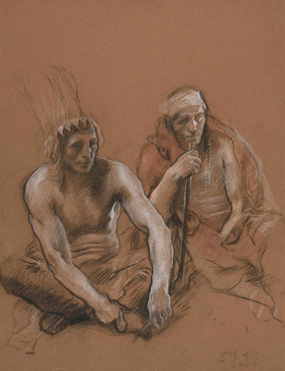 Study of two Indians for ‘Penn’s Treaty,’ mural at the state capitol building in Harrisburg, Pennsylvania