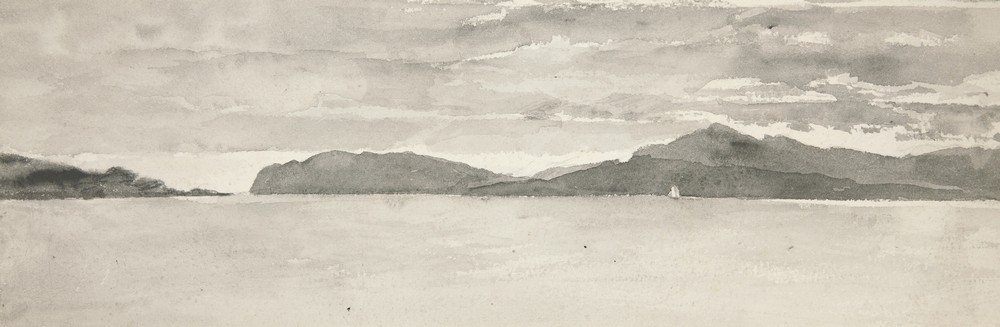 Water scene with landscape