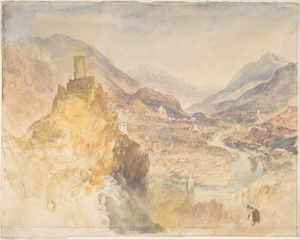 Chatel Argent and the Val d’Aosta from above Villeneuve