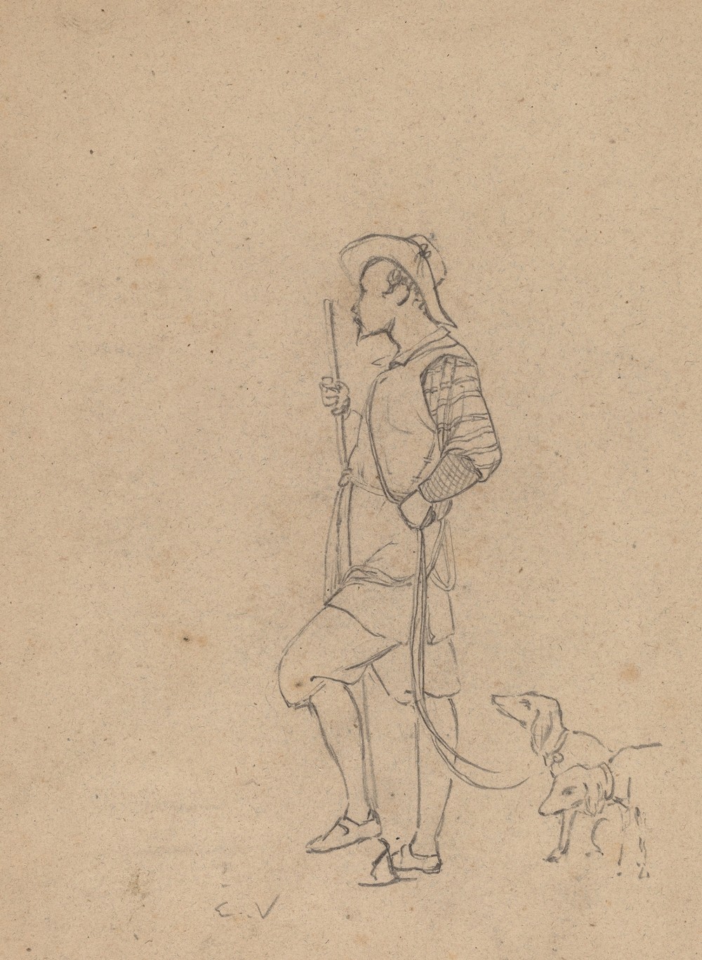 Study of Hunter with Dogs (c. 1858)