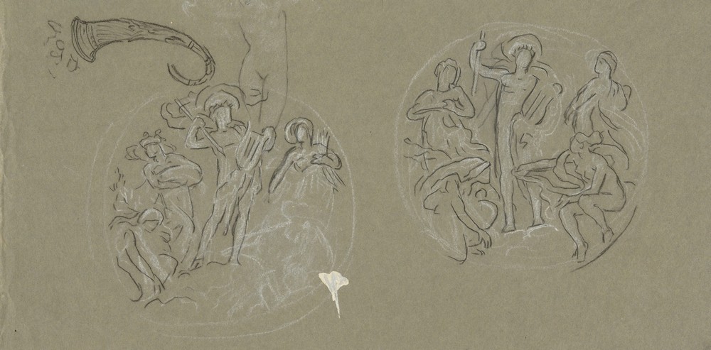 Sheet of studies for Huntington Ceiling (ca. 1893)