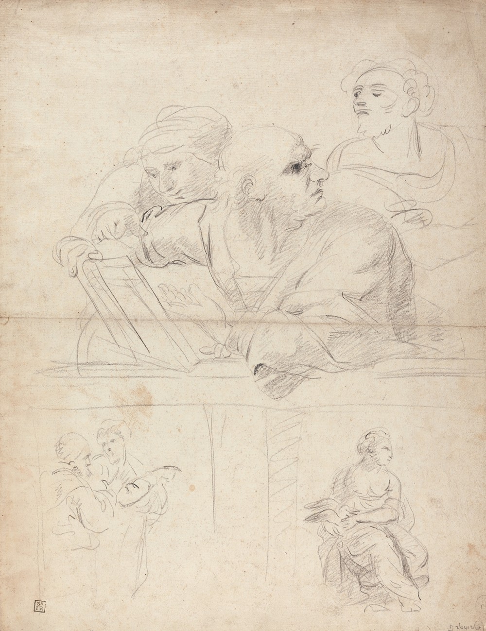 Sheet of Figure Studies from Raphael’s Disputation.