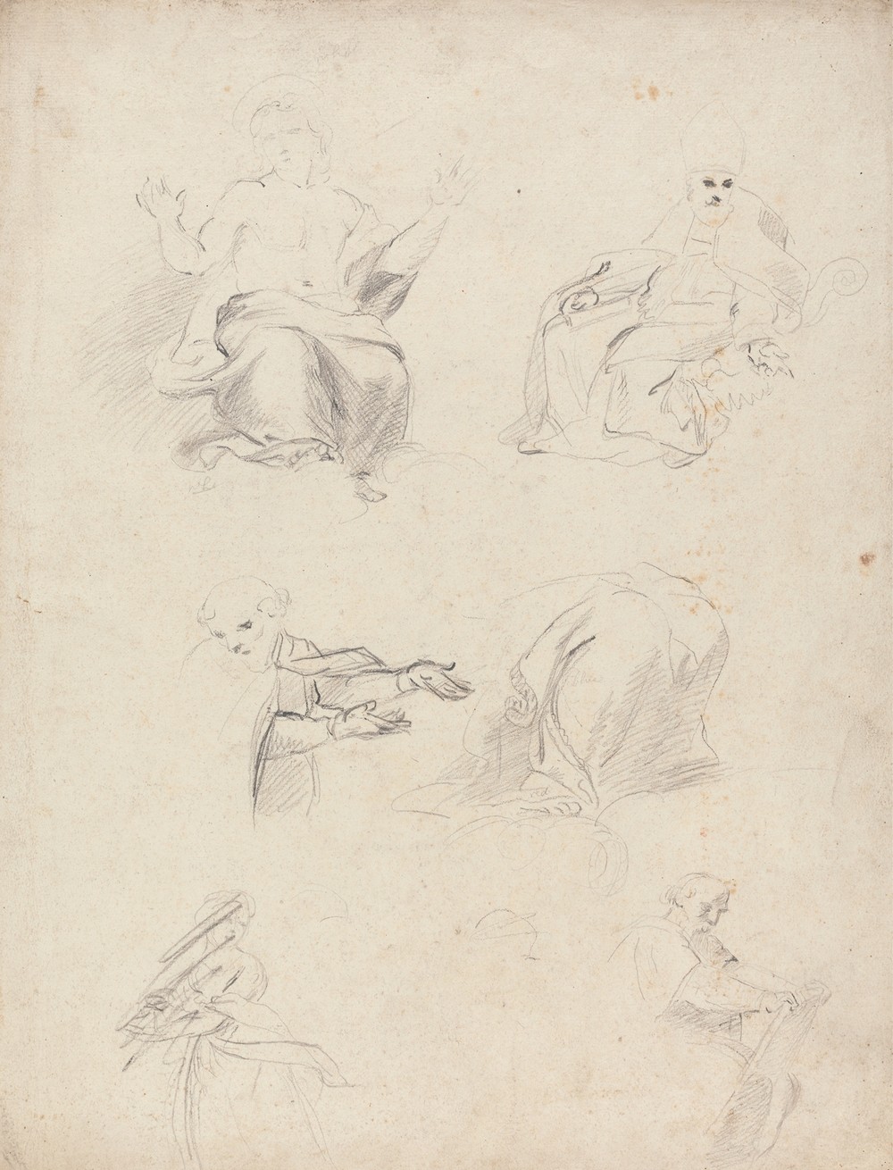 Sheet of Figure Studies from Raphael’s Disputation