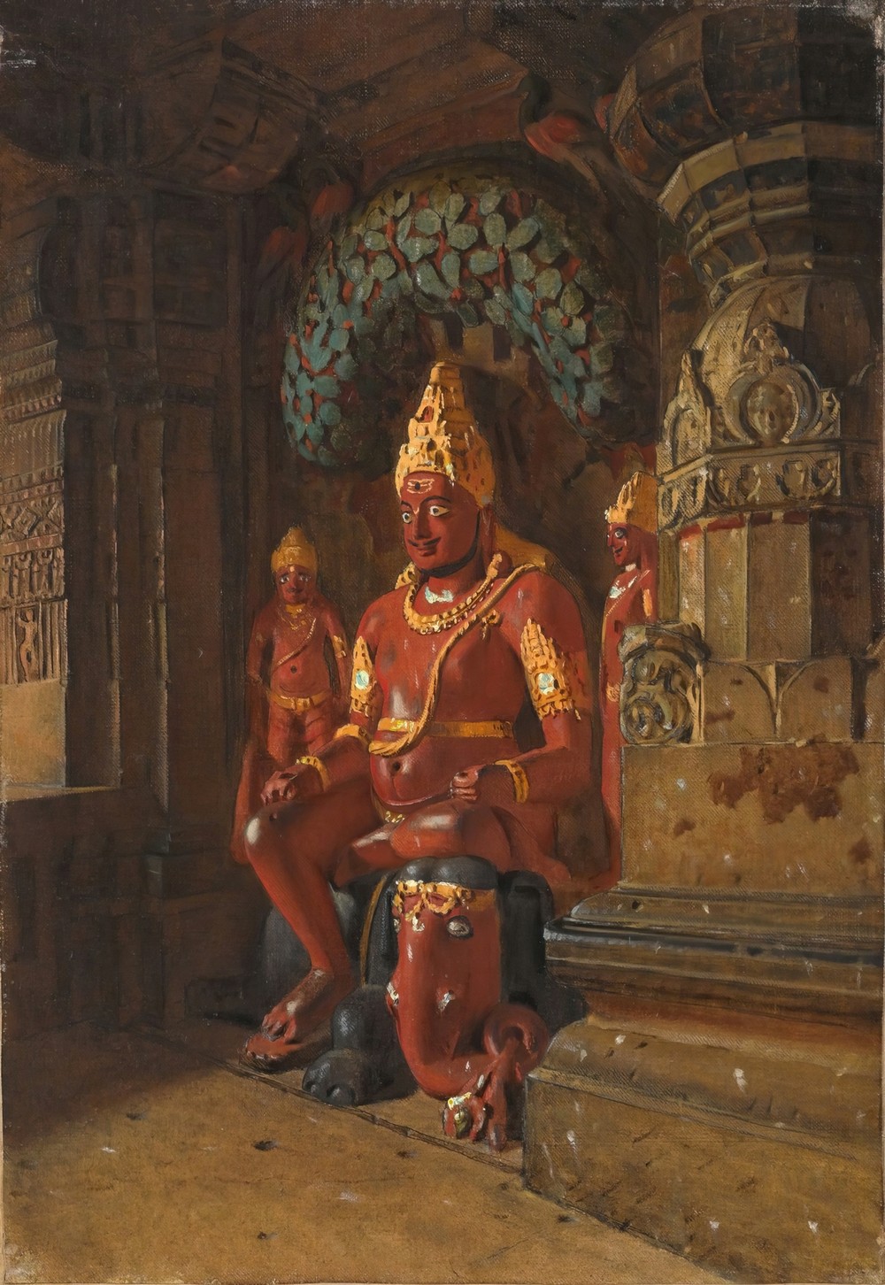 Statue of Vishnu at the Temple of Indra at Ellora (between 1874 and 1876)