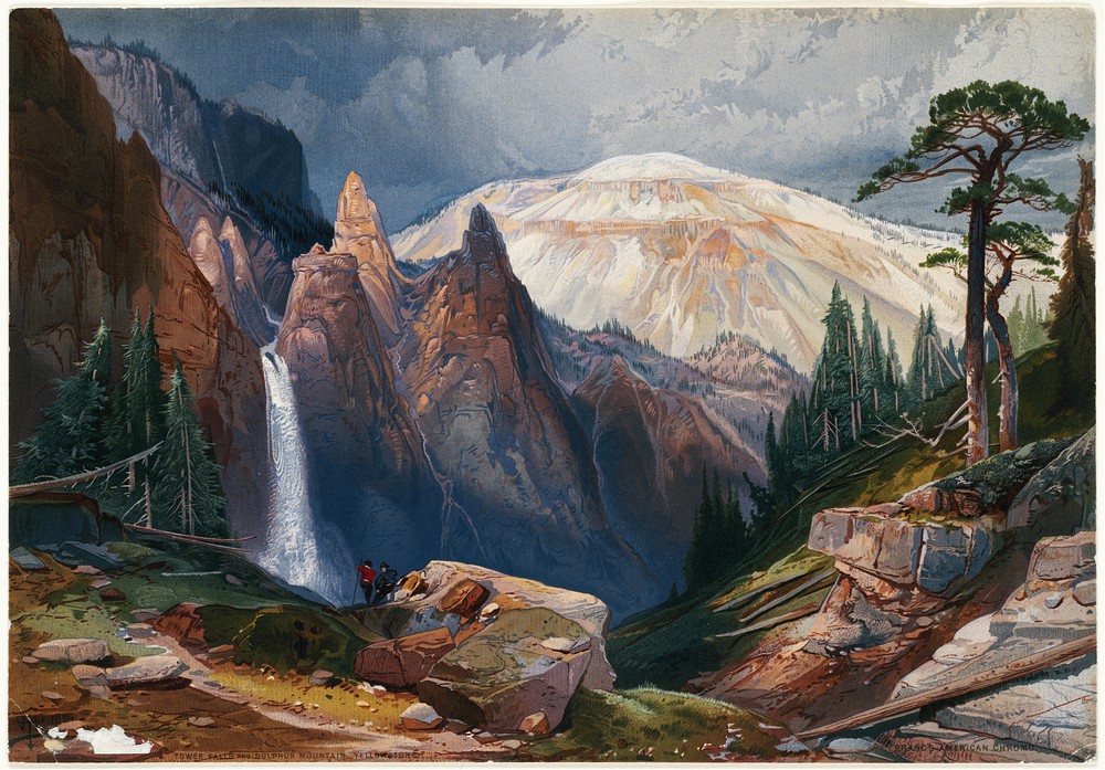 Tower Falls and Sulphur Mountain, Yellowstone (ca. 1875)