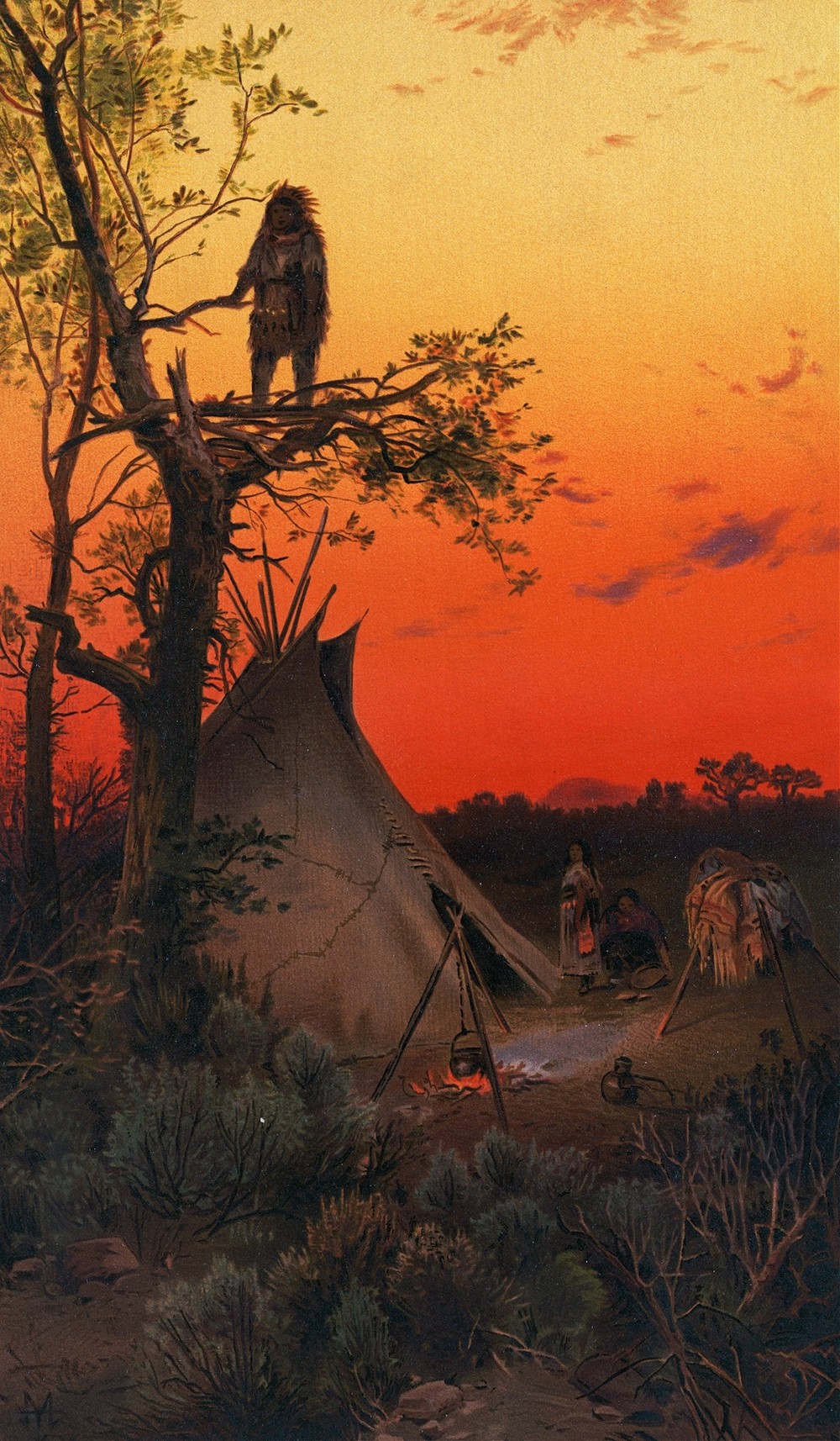 On the Lookout. – A Ute. Camp, Utah. (1881) (ca. 1861–1897)