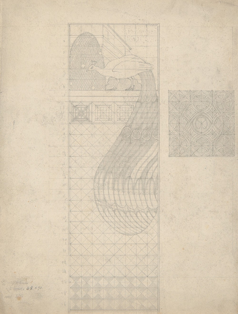 Design for Peacock Panel and a Tile (1911–24)