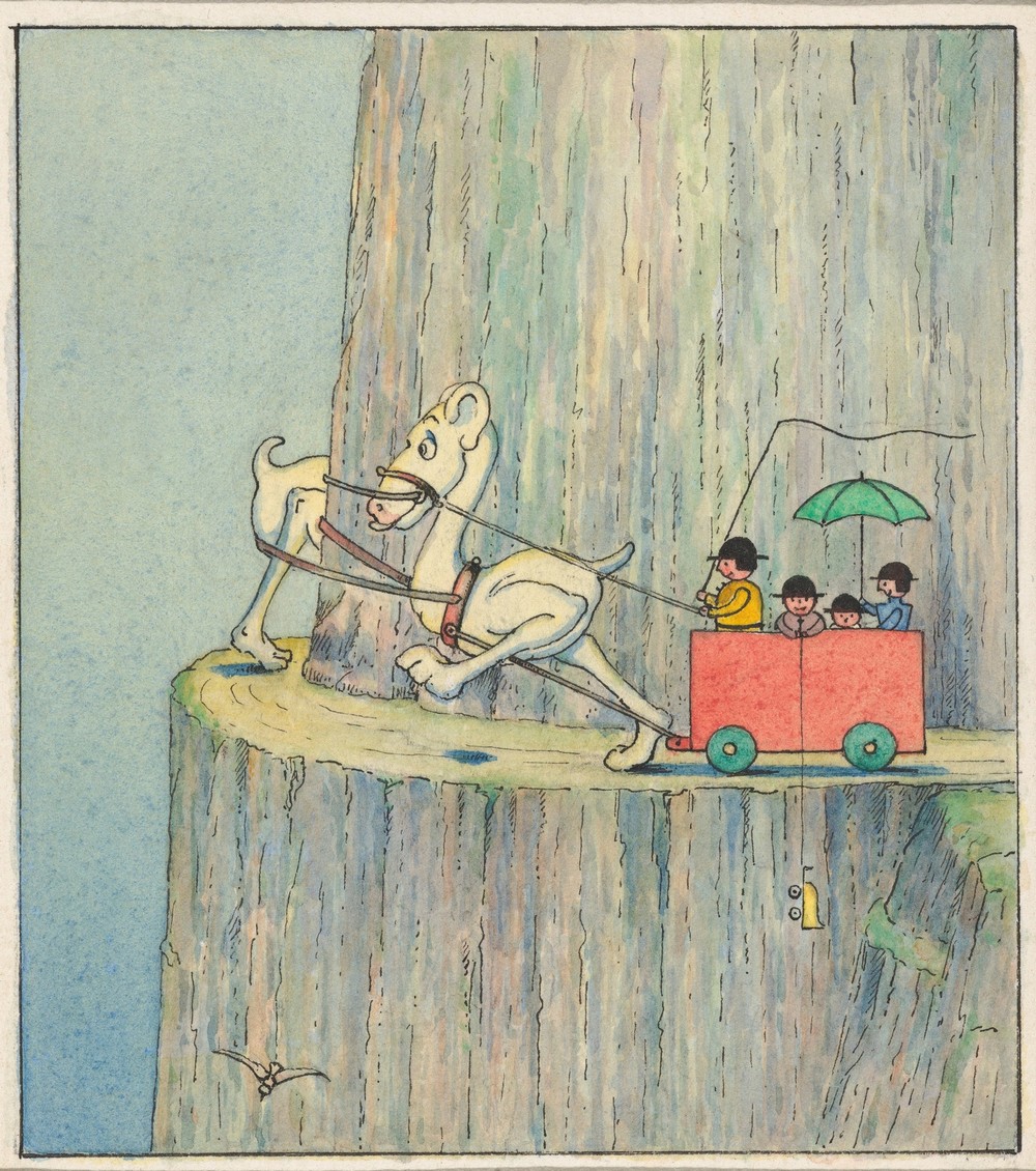 Figures Ascending a Cliff Road (circa 1910)