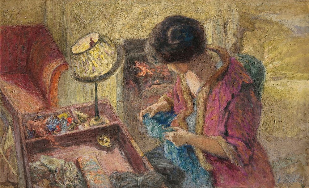 Le Petit Salon, Madame Hessel À La Table À Ouvrage (Étude)