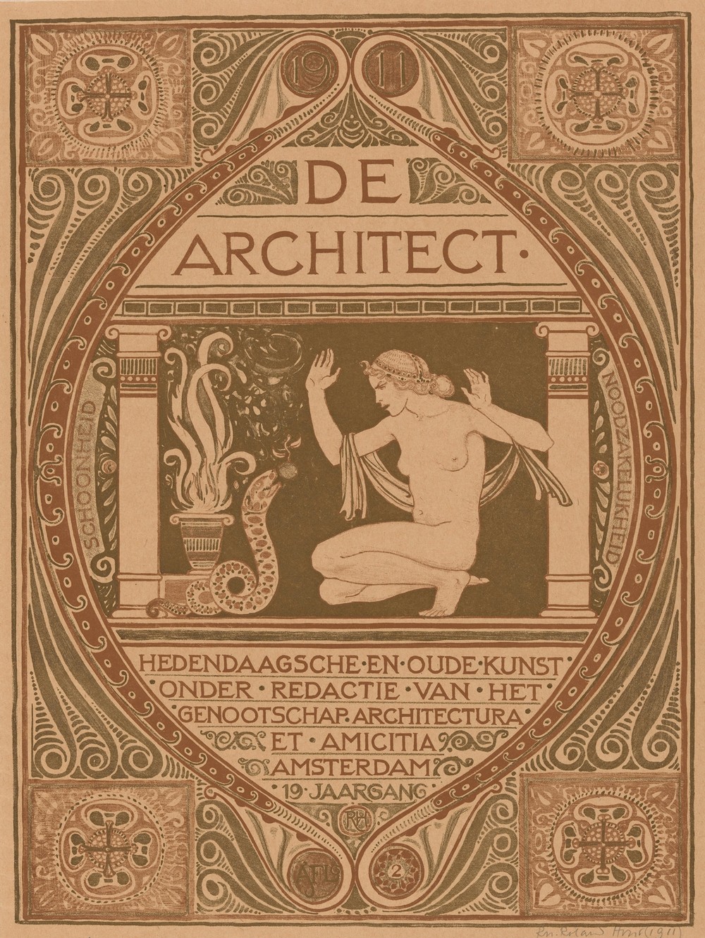 Omslagontwerp voor; De Architect, 1911