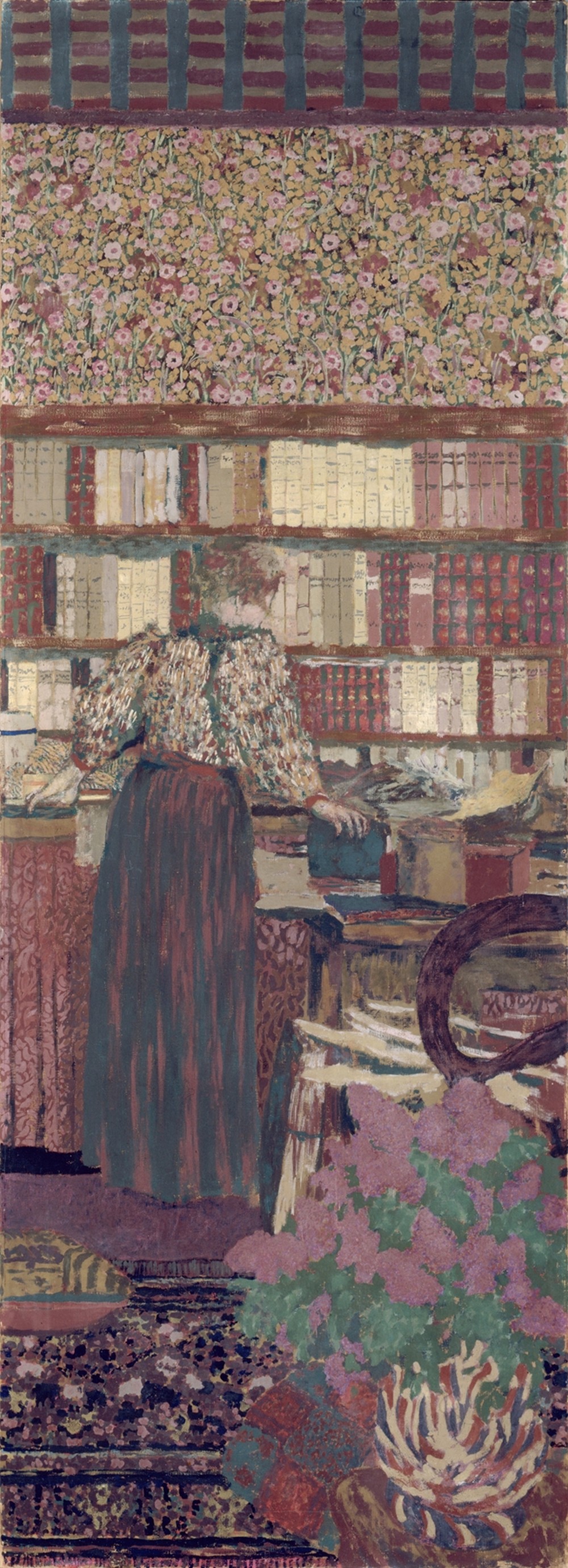 Personnages dans un intérieur. Le choix des livres